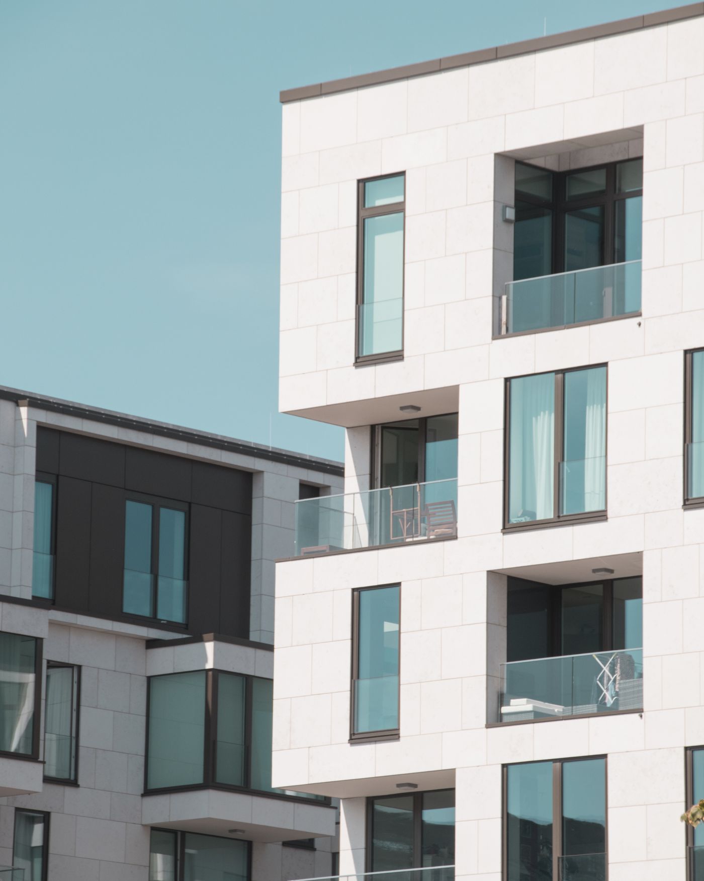 Modern residential apartment buildings with balconies